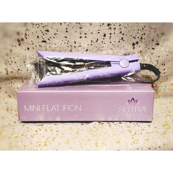 Sutra Beauty Mini Flat Iron & Mini Curling Iron in Black/Purple Color Travel Set - Picture 1 of 2